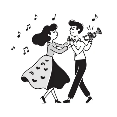 Colombian salsa dancing couple with musical notes, trumpet, and Colombian flag colors sticker