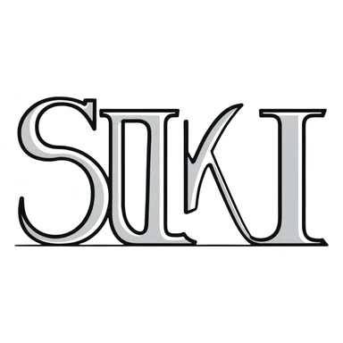 connected flowing BLK letters with silver outline, where all letters are joined together in one continuous design sticker