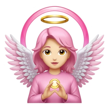 Alas de angel color rosa con un aro de luz rosado y aura rosado sticker