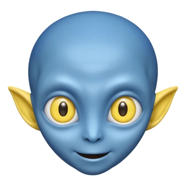 I want an alien with blue color and middle section of the forehead should be yellow sticker