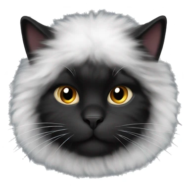 black fat fluffy cat with white fur on his chest sticker