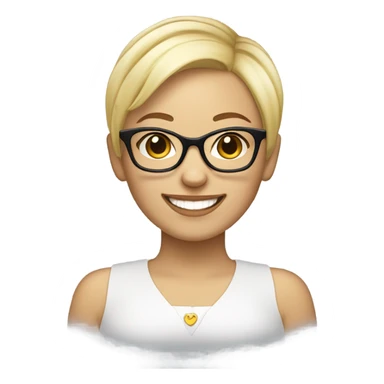 Pretty blond woman pixie cut glasses love sticker