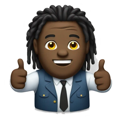 Black fat head man with dreads and holding a thumbs up sticker