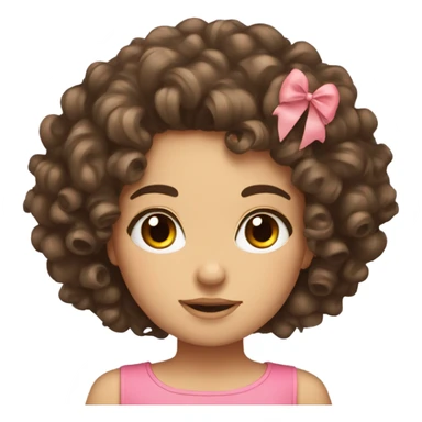 cute curly hair brunette with bow sticker