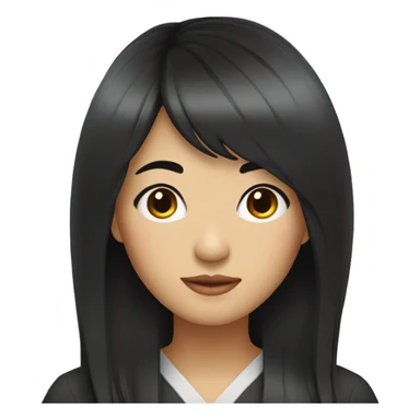 Asian woman in her 40s, black hair with fringes. sticker