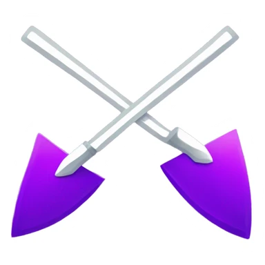 purple triangle intersected by a purple sword and a purple trowel sticker