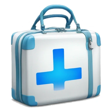 medical bag with blue plus sign sticker