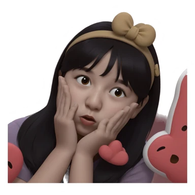 contemplative girl with black hair sticker