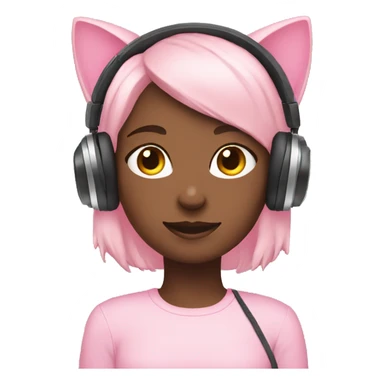 Girl with pastel pink gaming headset that has cat ears  sticker