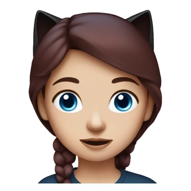 Dark red haired girl with blue eyes and her black cat sticker