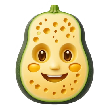 zucchini made out of cheese with a face sticker