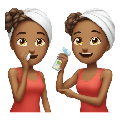 a red hear girl doing skin care routine  sticker