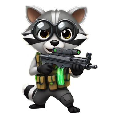 Raccoon playing laser tag sticker