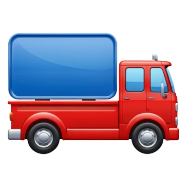 red truck with a blue plate showing white "TIR" on the front. No brand logos sticker