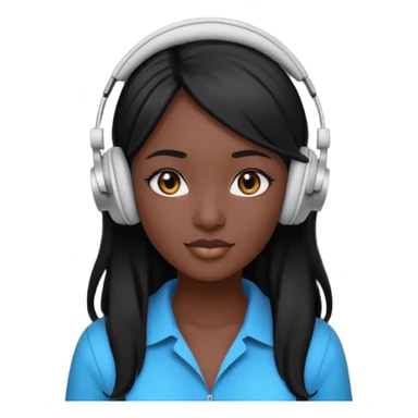 African Virtual Assistant with Black Hair with headphone on sticker