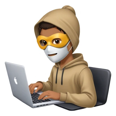 A boy wearing hacker mask and using laptop  sticker