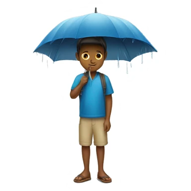 A boy under the umbrella in rainy season sticker