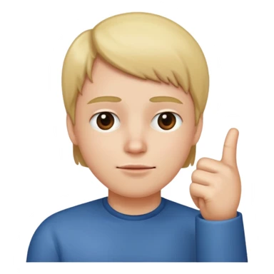 straight face with hand with thumb sticking left right under chin sticker