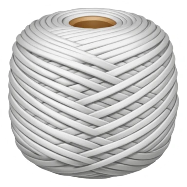 A rectangular ball of white thread sticker