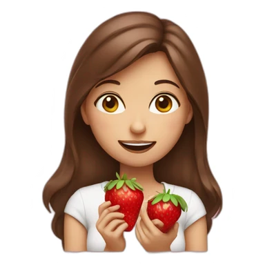 Brown hair girl eating strawberries sticker