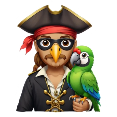 pirate with eye patch and parrot sticker