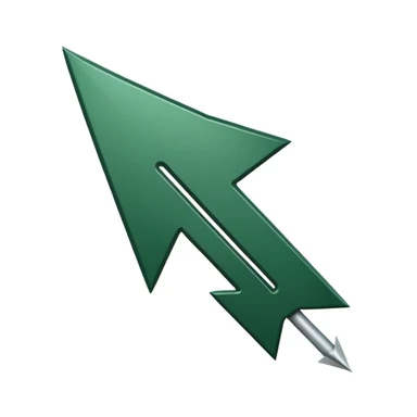 very minimalist growth chart with only a dark green arrow pointing up, white background, iOS emoji style, no bars, no smileys sticker