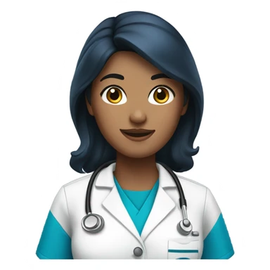Black hair blue scrubs nurse sticker
