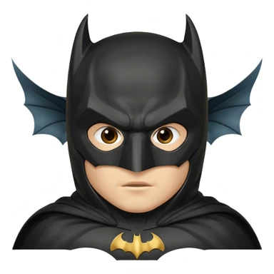 generate a batman emoji with just the face showing and part of the cloak and and wings. Shade the mask in the color #394A8E. Shade the wings in the color #EF7221. Shade the cloak in the color #61893D sticker