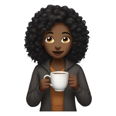Black girl with curly black hair drinking tea sticker