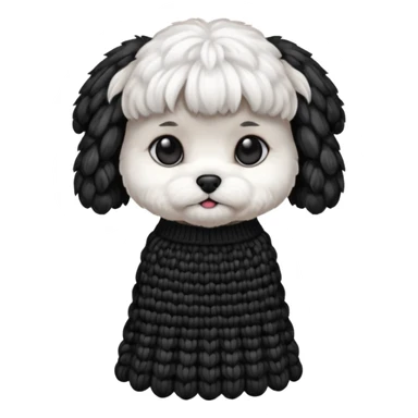 Maltese seduto in bianco e nero con vestitino in maglia sticker