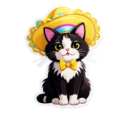 Tuxedo Cat with Easter bonnet sticker