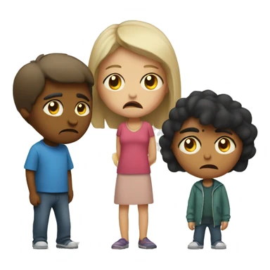 Sad woman and two angry kids sticker