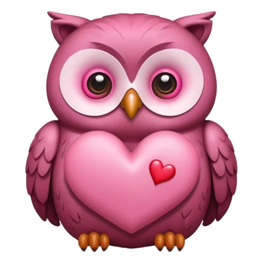 a pink owl in love with a bear, heart eyes, romantic sticker