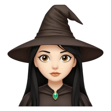 A light skinned witch with dark brown eyes and silky black straight hair  sticker