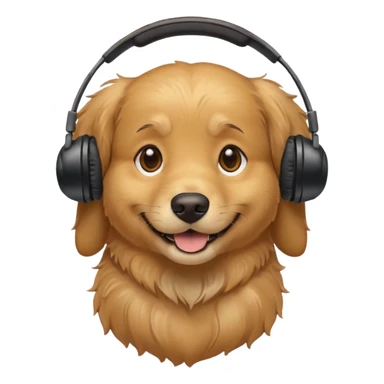 smiling golden retriever with headset, round face sticker