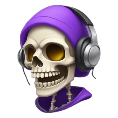 purple skeleton disc jockey with a beard sticker