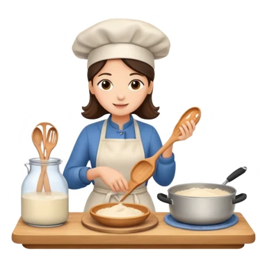 A woman cooking sourdough in kitchen sticker