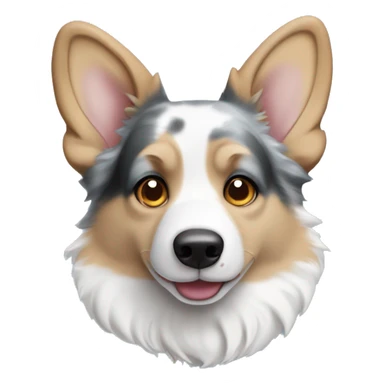 Blue Merle corgi with tan points and a half white face and blue eyes sticker