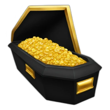 black coffin filled with gold sticker