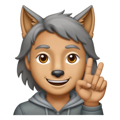 A Turkish emoji making the Grey Wolf sign, smiling, frowning sticker