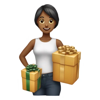 Une femme qui prépare des box cadeaux emballée avec des beaux rubans  sticker