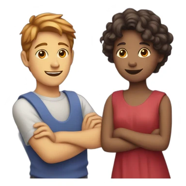 Blue boy and red lady and purple child sticker