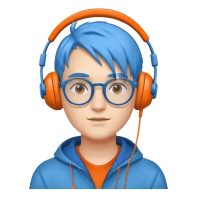blue haired orange headphone wearing spectacled sticker