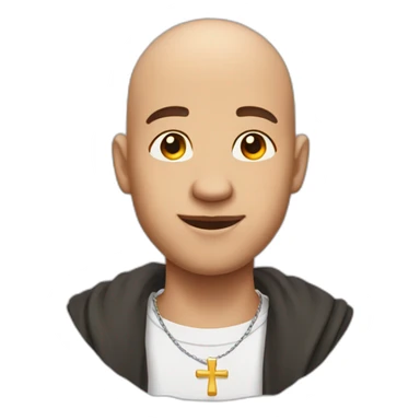 bald guy with a cross earring in his left ear sticker