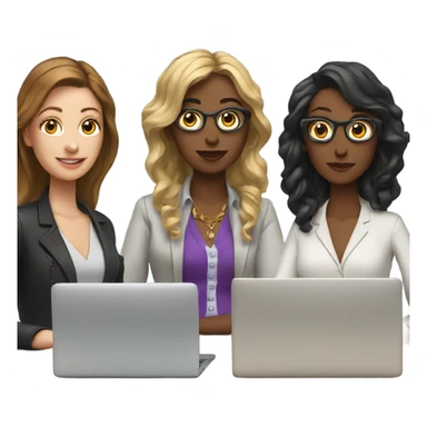 3 female designers with laptops sticker