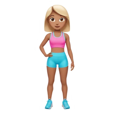 A 3D cartoon fit person showing a slim waistline, wearing sportswear, bright lighting, Memoji-style. close up camera angle. sticker