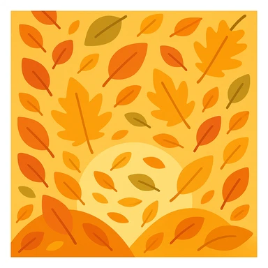 Make the image incorporate falling leaves throughout the square, keeping the original warm color palette and style of the lineal color icon sticker