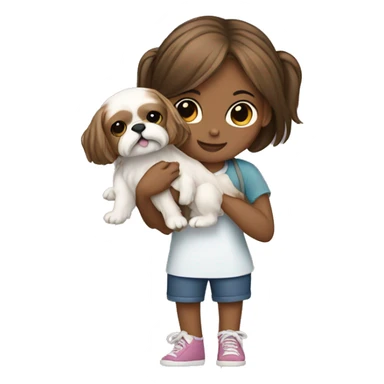 girl carrying Shih Tzu sticker