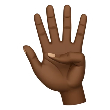 hand emoji ✋🏽 with thumb down flat on the palm of the hand to hold 4 fingers up sticker