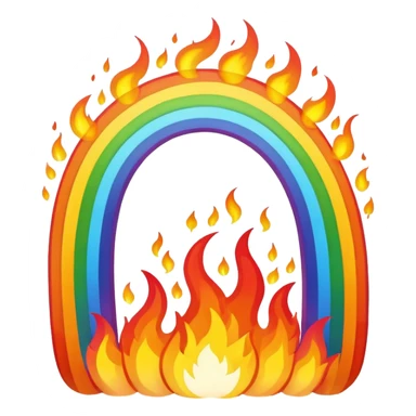 A rainbow ending in flames sticker